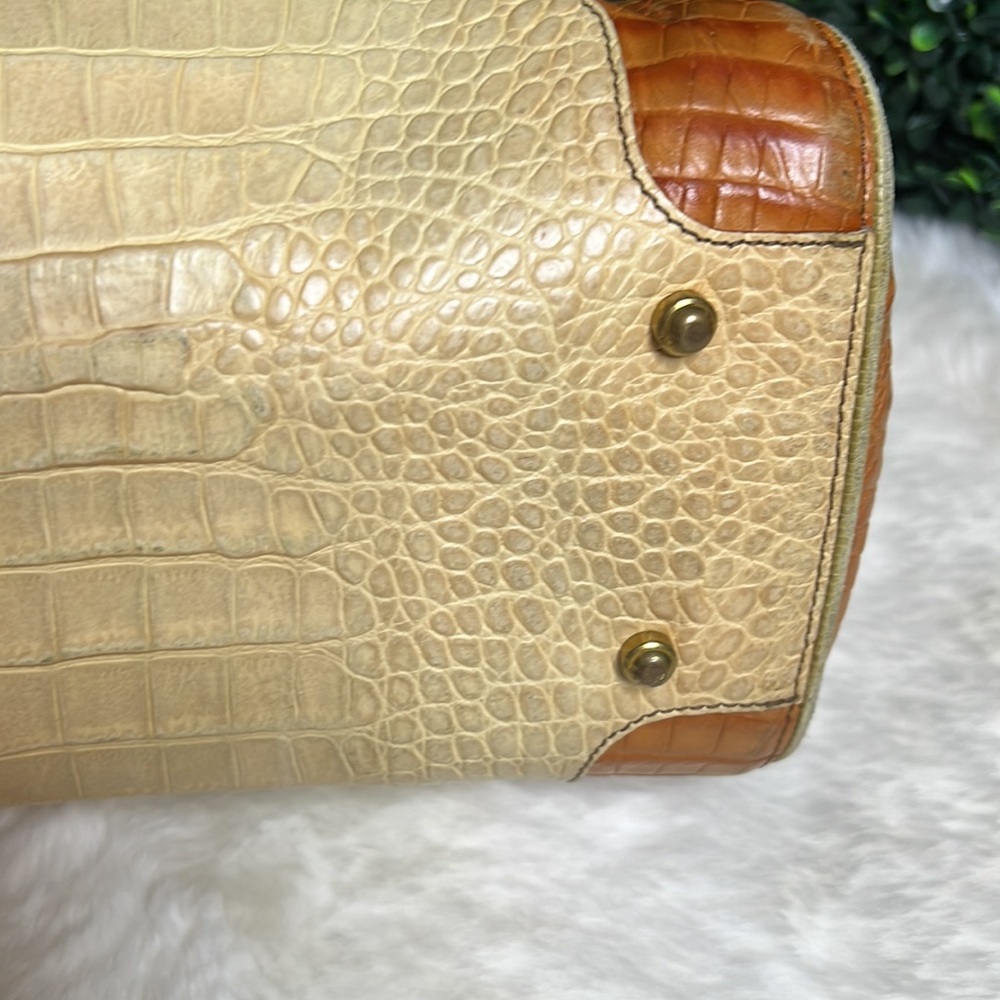 Brahmin small satchel in tan/cream handbag pure - Picture 8 of 14